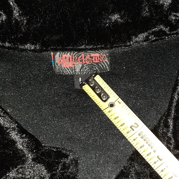 90s Epidemic Gothic Tribal Button Up Velour Shirt Vintage Vampire Rave - Picture 4 of 6
